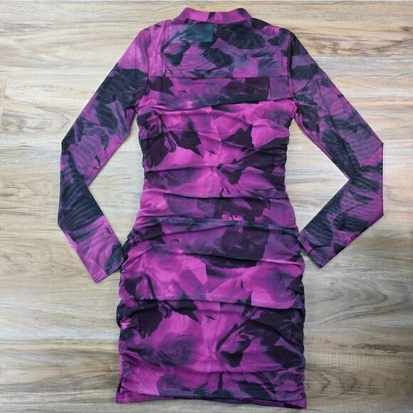 🔸️NWT Fuchsia Floral Bodycon Long Sleeve Dress Small - Picture 8 of 11